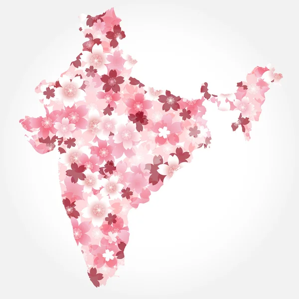 Índia Mapa País Cereja — Vetor de Stock